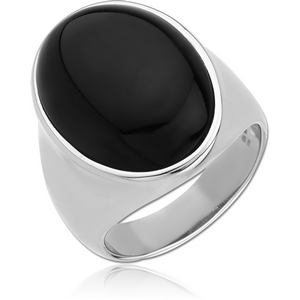 SURGICAL STEEL RING WITH ONYX