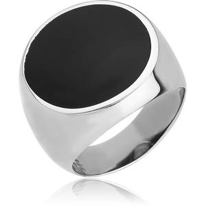 SURGICAL STEEL RING WITH ONYX