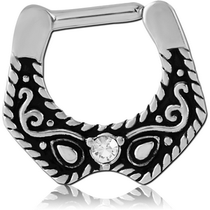 SURGICAL STEEL JEWELLED HINGED SEPTUM CLICKER - FILIGREE