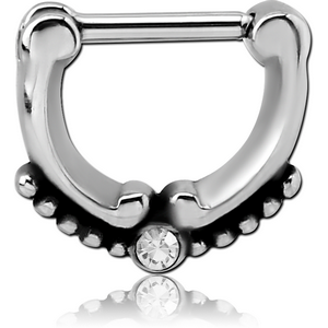 SURGICAL STEEL ROUND JEWELLED HINGED SEPTUM CLICKER