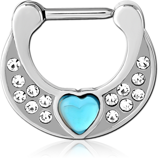 SURGICAL STEEL JEWELLED HINGED SEPTUM CLICKER RING