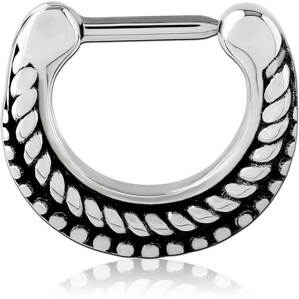 SURGICAL STEEL HINGED SEPTUM CLICKER RING