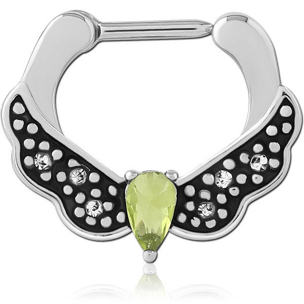 SURGICAL STEEL JEWELLED HINGED SEPTUM CLICKER RING