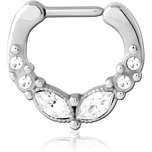 SURGICAL STEEL JEWELLED HINGED SEPTUM CLICKER RING