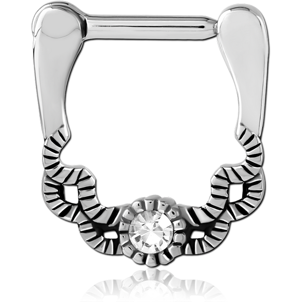 SURGICAL STEEL JEWELLED HINGED SEPTUM CLICKER RING