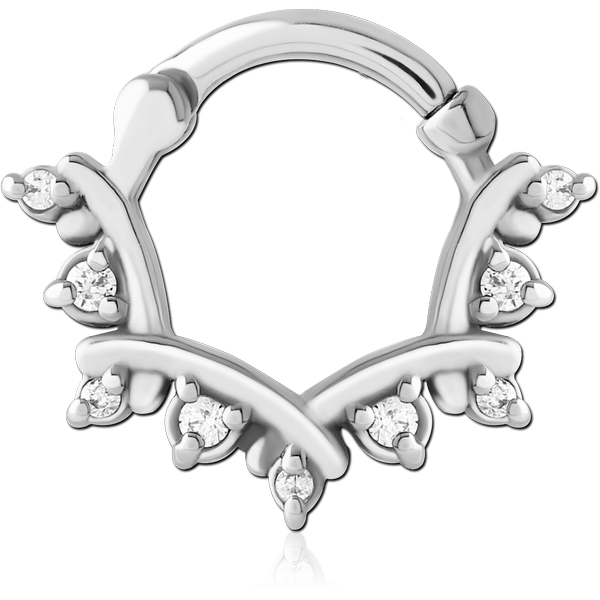 SURGICAL STEEL JEWELLED HINGED SEPTUM CLICKER RING