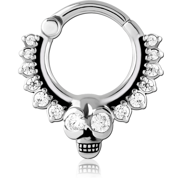 SURGICAL STEEL JEWELLED HINGED SEPTUM CLICKER RING