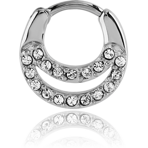 SURGICAL STEEL ROUND JEWELLED HINGED SEPTUM CLICKER