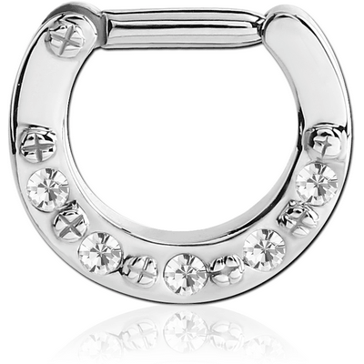 SURGICAL STEEL ROUND VALUE JEWELLED HINGED SEPTUM CLICKER