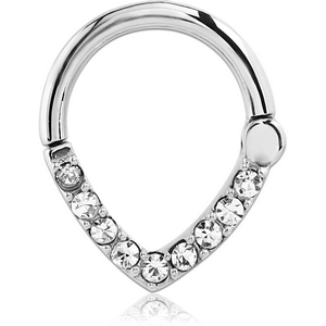 SURGICAL STEEL ROUND VALUE JEWELLED HINGED SEPTUM CLICKER