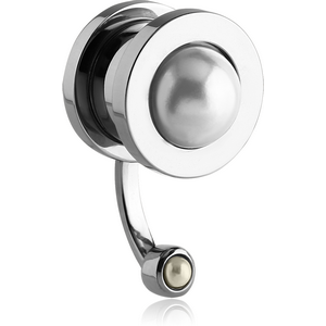 STAINLESS STEEL THREADED TUNNEL WITH SURGICAL STEEL TOP WITH SYNTHETIC PEARL