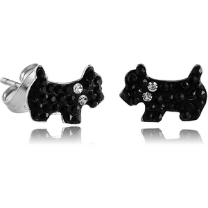 SURGICAL STEEL VALUE JEWELLED DOG EAR STUDS PAIR