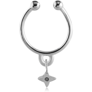 SURGICAL STEEL FAKE SEPTUM RING WITH CHARM - STAR