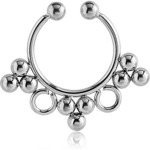 SURGICAL STEEL FAKE SEPTUM RING - 9 BALLS AND 2 RINGS