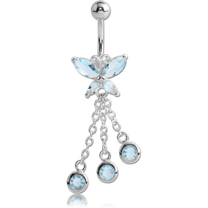 STERLING SILVER 925 JEWELLED NAVEL BANANA