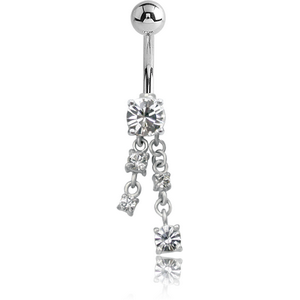 STERLING SILVER 925 JEWELLED NAVEL BANANA