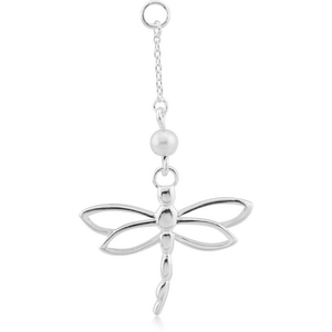 STERLING SILVER 925 CHARM WITH SYNTACTIC PEARL - DRAGONFLY