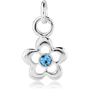 STERLING SILVER 925 JEWELLED CHARM - FLOWER