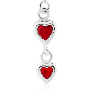 STERLING SILVER 925 JEWELLED CHARM - DOUBLE HEART