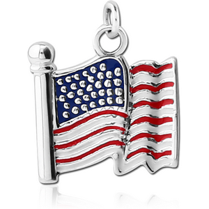 STERLING SILVER 925 CHARM WITH ENAMEL - USA FLAG