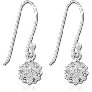 STERLING SILVER 925 JEWELLED EARRINGS PAIR - FLOWER