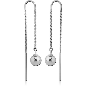 STERLING SILVER 925 CHAIN EARRINGS PAIR - BALL