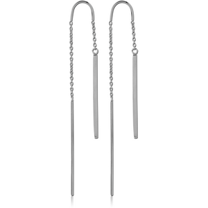 STERLING SILVER 925 CHAIN EARRINGS PAIR - HANGING BARS