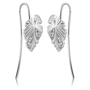 STERLING SILVER 925 JEWELLED EARRINGS PAIR - LEAF