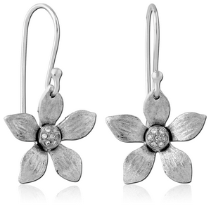 STERLING SILVER 925JEWELLED EARRINGS PAIR - FLOWER