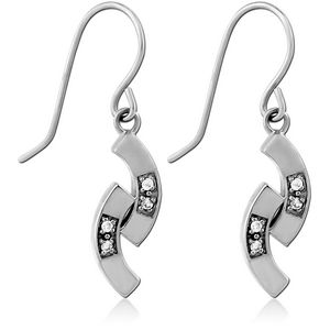 STERLING SILVER 925 EARRINGS PAIR - TWO CURVED RHOMBUS