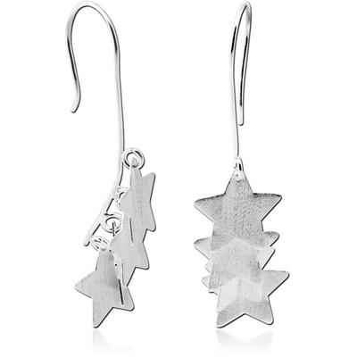 STERLING SILVER 925 MATT FINISH EARRINGS PAIR - STARS