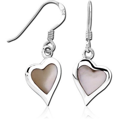 STERLING SILVER 925 EARRINGS PAIR MOTHER OF PEARL - HEART