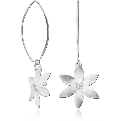 STERLING SILVER 925 MATT FINISH EARRINGS PAIR - FLOWER