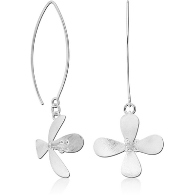 STERLING SILVER 925 MATT FINISH EARRINGS PAIR - FLOWER