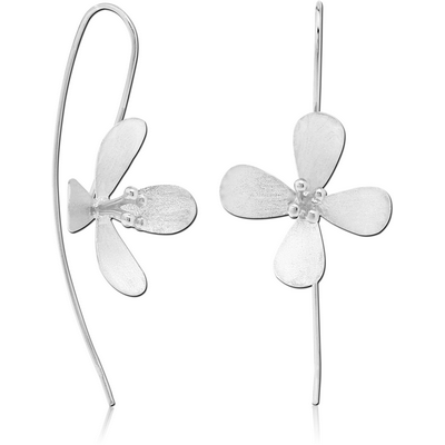 STERLING SILVER 925 MATT FINISH EARRINGS PAIR - FLOWER