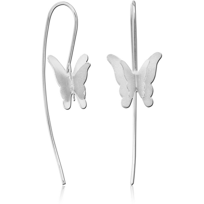 STERLING SILVER 925 MATT FINISH EARRINGS PAIR - BUTTERFLY