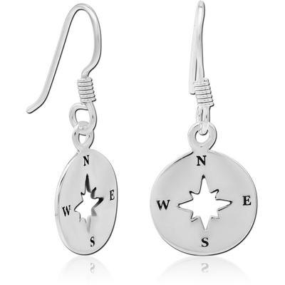 STERLING SILVER 925 EARRINGS PAIR - COMPASS