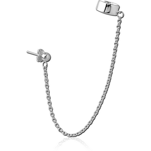 STERLING SILVER 925 CHAIN LINKED EAR CUFF AND STUD