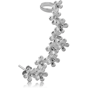 STERLING SILVER 925 JEWELLED EAR CUFFF - FLOWERS