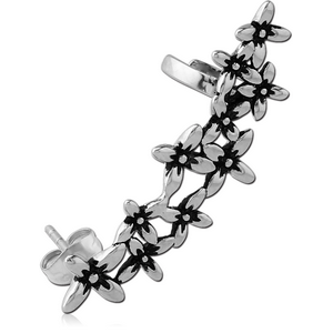 STERLING SILVER 925 EAR CUFF CUFF - FLOWERS