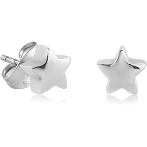 STERLING SILVER 925 EAR STUDS PAIR - 3D STAR