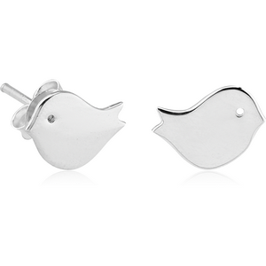 STERLING SILVER 925 EAR STUDS PAIR - CHICK