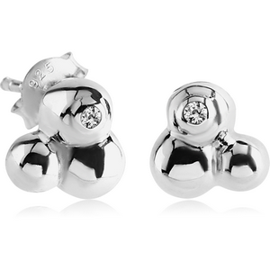 STERLING SILVER 925 JEWELLED EAR STUDS PAIR