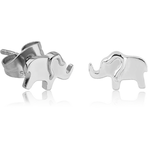 STERLING SILVER 925 EAR STUDS PAIR - ELEPHANT