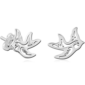 STERLING SILVER 925 EAR STUDS PAIR - BIRD