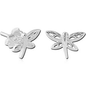 STERLING SILVER 925 EAR STUDS PAIR - DRAGONFLY