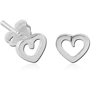 STERLING SILVER 925 EAR STUDS PAIR - HEART