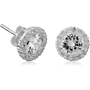 STERLING SILVER 925 JEWELLED EAR STUDS PAIR