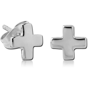 STERLING SILVER 925 EAR STUDS PAIR - CROSS