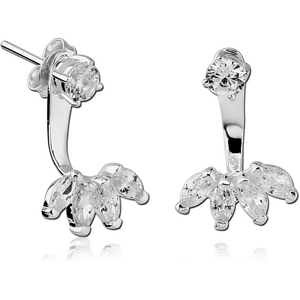 STERLING SILVER 925 JEWELLED BACK EARRINGS WITH STUD PAIR